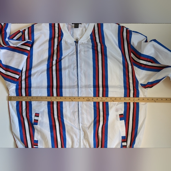 G-NET Men's 5XL Polyester Striped Full Front Zip Windbreaker Jacket - Picture 3 of 5